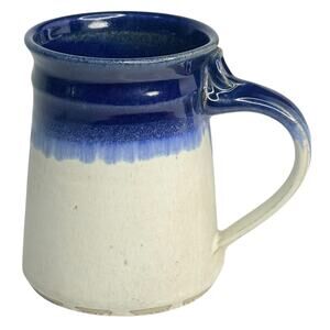 Pashal Pottery Coffee Cup Large Mug Blue Cream Glazed Muncie Indiana Usa 5.5"